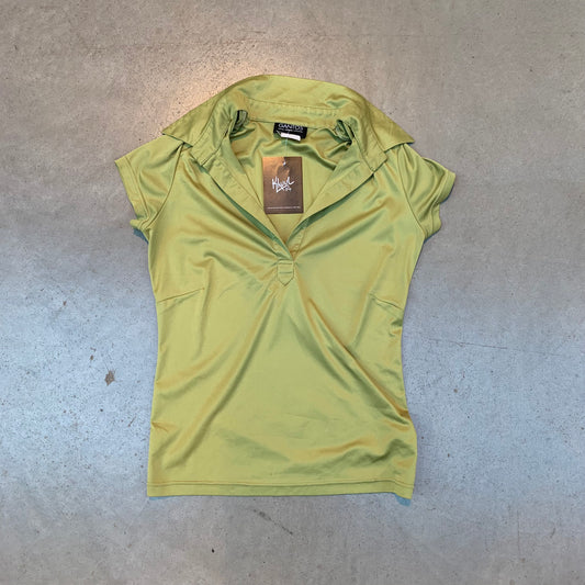 Vintage Light Lime Green Short Sleeve Polo Top