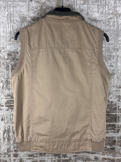 Mens Vintage Beige Khaki Utility Vest
