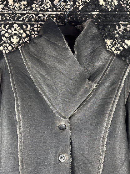 Womens Y2K Luana Faux Leather Faux Button Up Coat