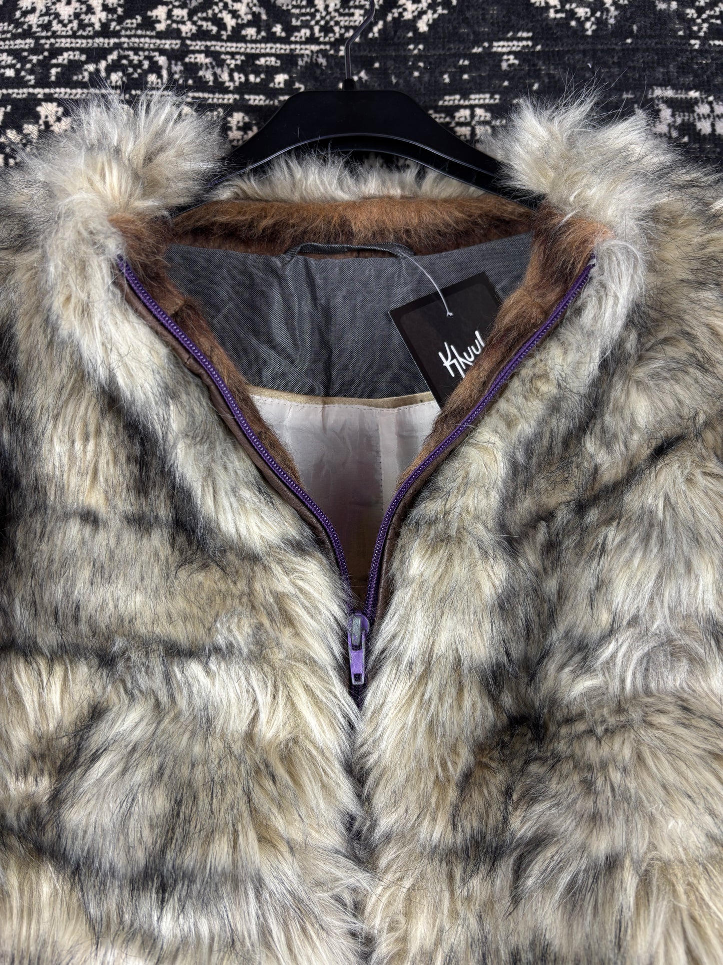 Women's Y2K Light Brown Faux Fur Zip Jacket