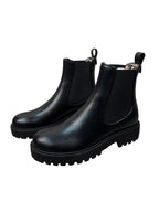 Ferragamo Gancini Logo Detail Black Chelsea Boots