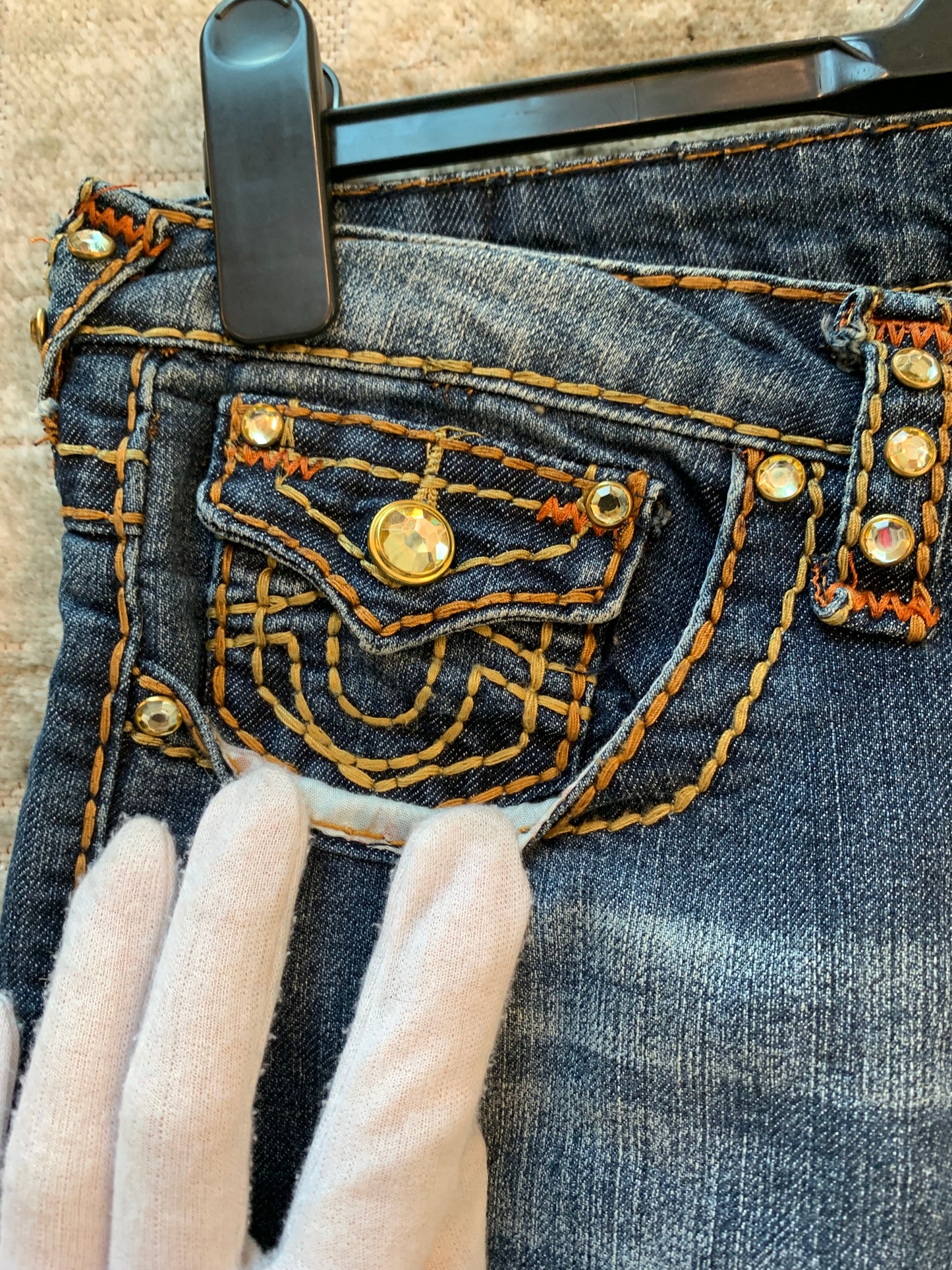 True Religion Rhinestone Straight Jeans