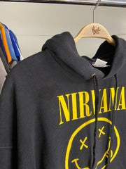Nirvana Hoodie Mens L Band Black Big Logo Cotton