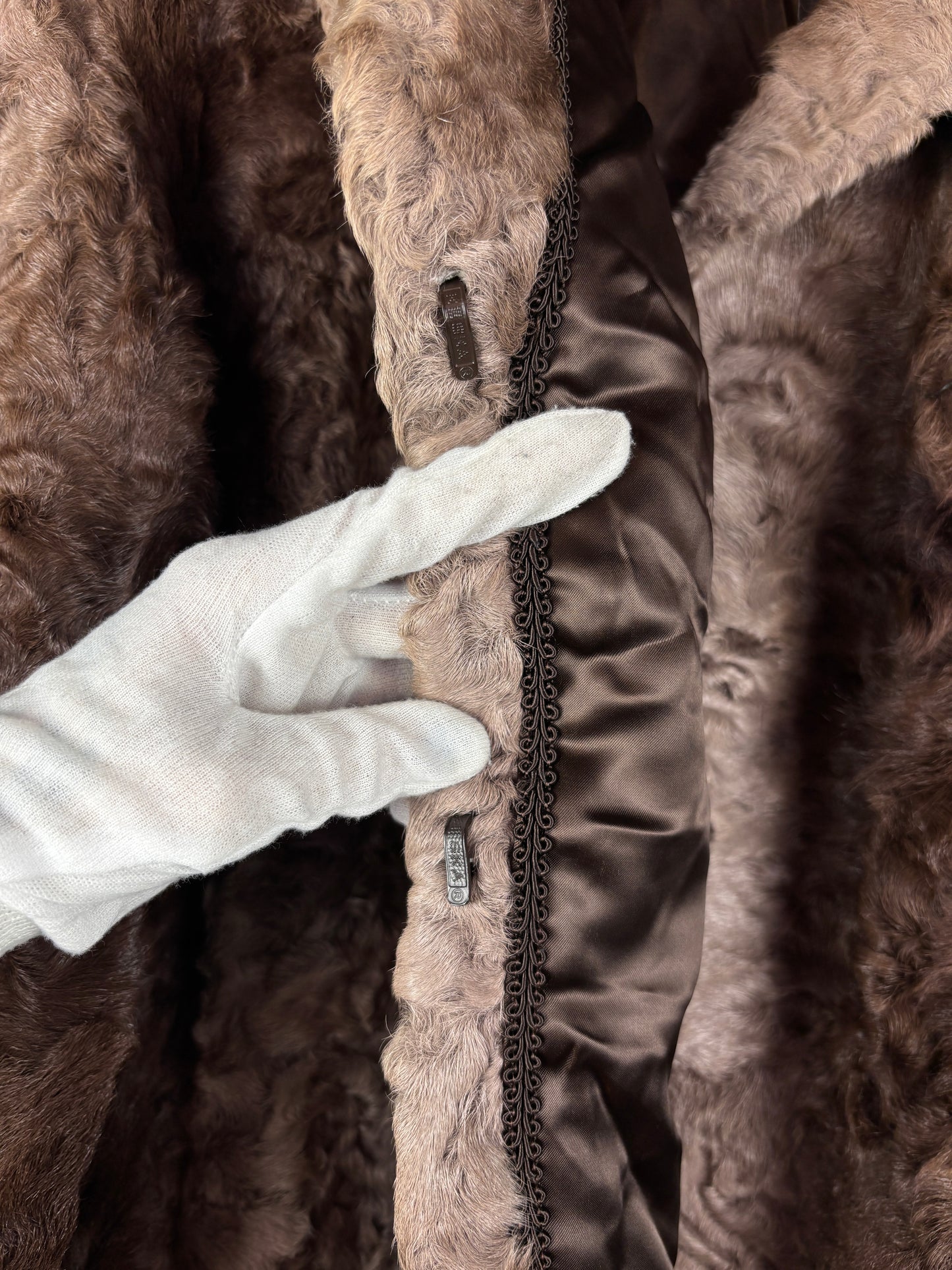 Women's Vintage Brown Toned Genuine Goat Fur Coat