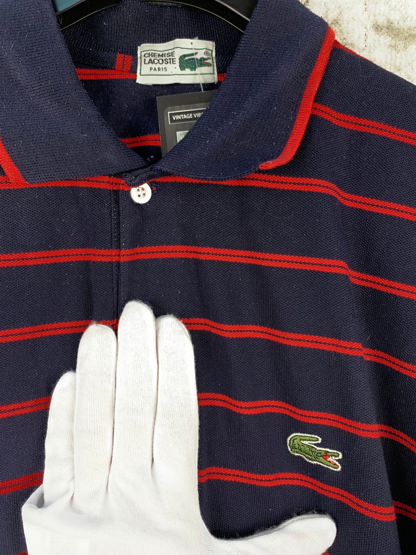 Mens Vintage Lacoste Striped Polo Shirt