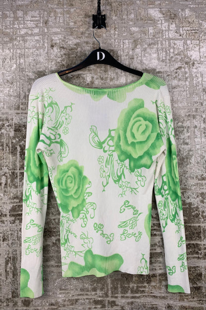 ZhongYiSi Womens Y2K Lime Green Floral Shirt