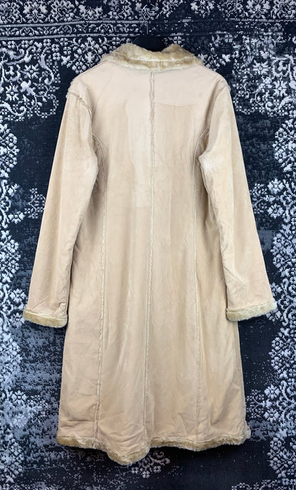 Vintage Bencogbu Faux Suede Longline Parka Coat