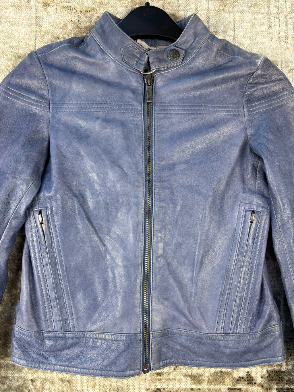 Kids Vintage John Galliano Blue Leather Jacket