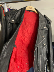 Vintage Leather Jacket Black Mens Zip Up Premium Janbell Swedish