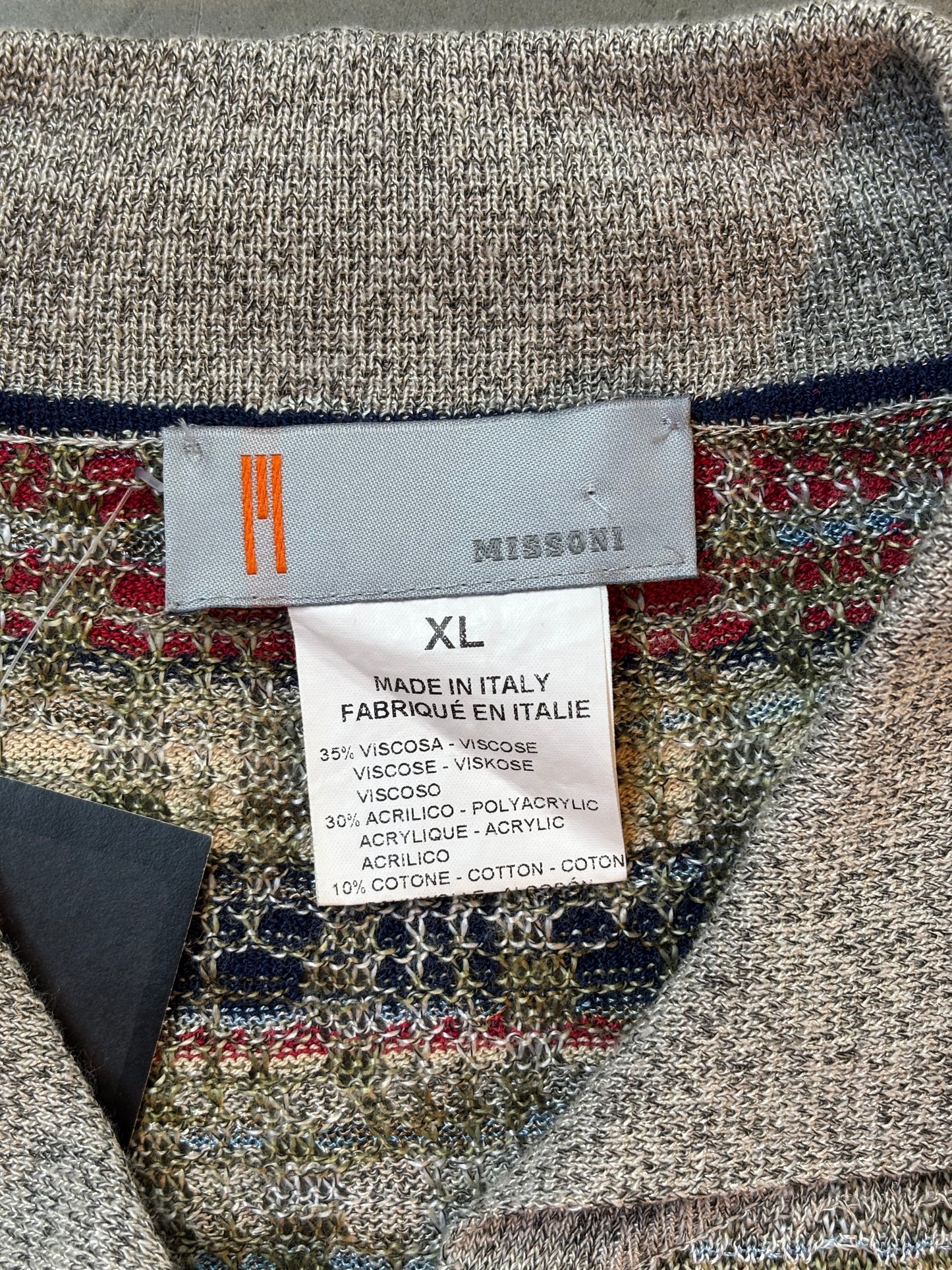 Missoni Italy Knit Polo Long Sleeve Sweater