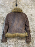 Vero Moda Y2K Faux Fur Trim Suede Jacket