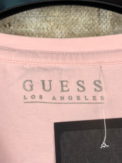 Womens Y2K Guess Icon Pink Rhinestone T Shirt