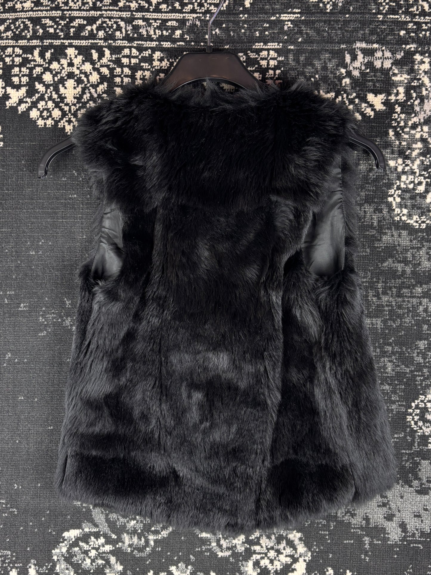 Women's Y2K Black Genuine Rabbit Fur Vest