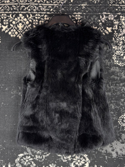 Women's Y2K Black Genuine Rabbit Fur Vest