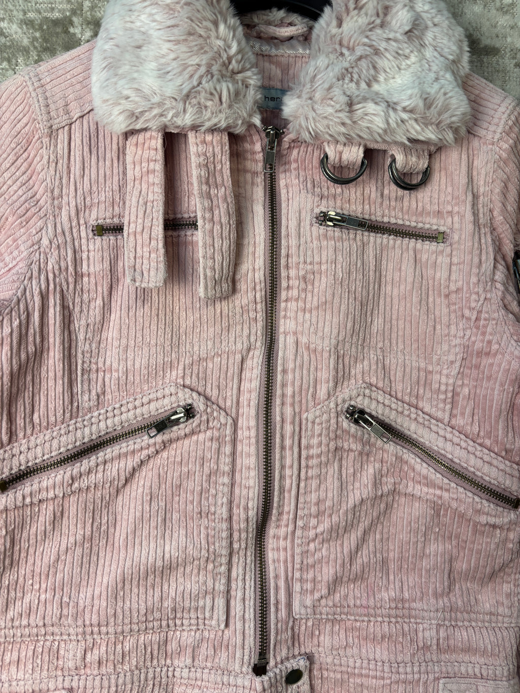 Red Herring Y2K Corduroy Faux Fur Collar Jacket