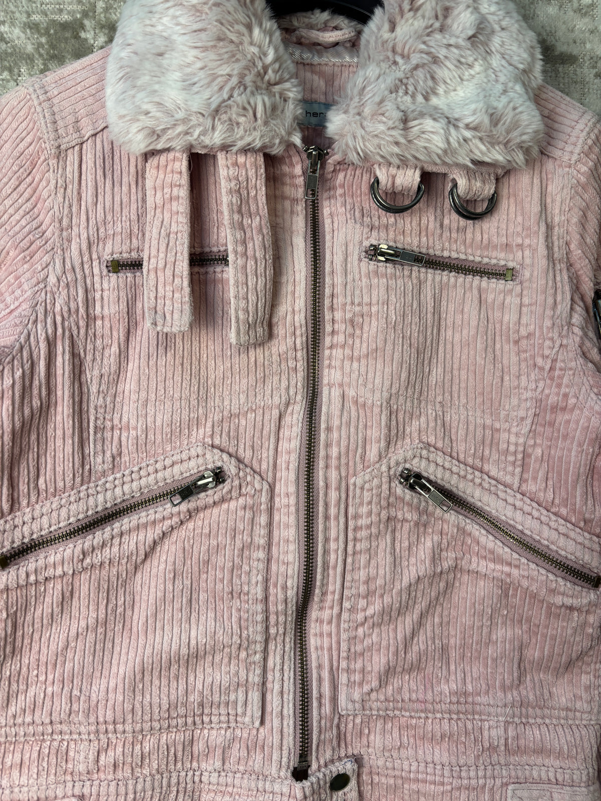 Red Herring Y2K Corduroy Faux Fur Collar Jacket