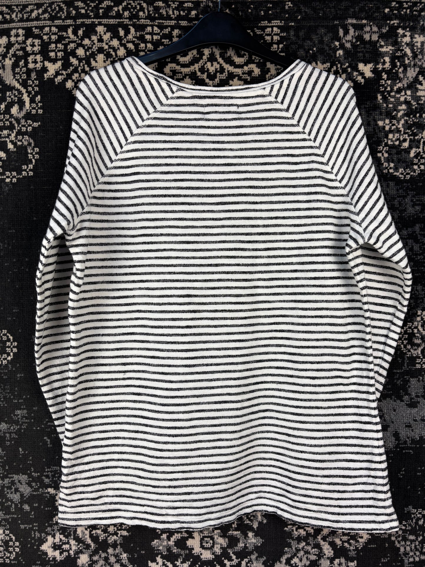 Womens Y2K Black and White Striped Superdry Long Sleeve Sweater