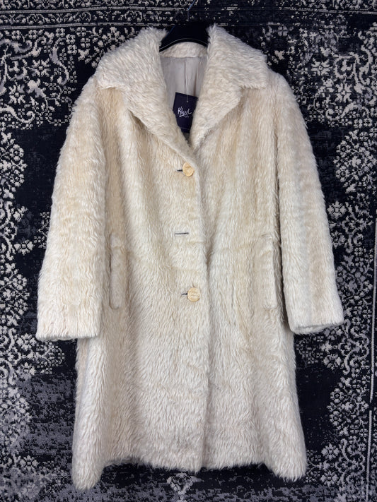 Women's Off-White Faux Fur Long Coat