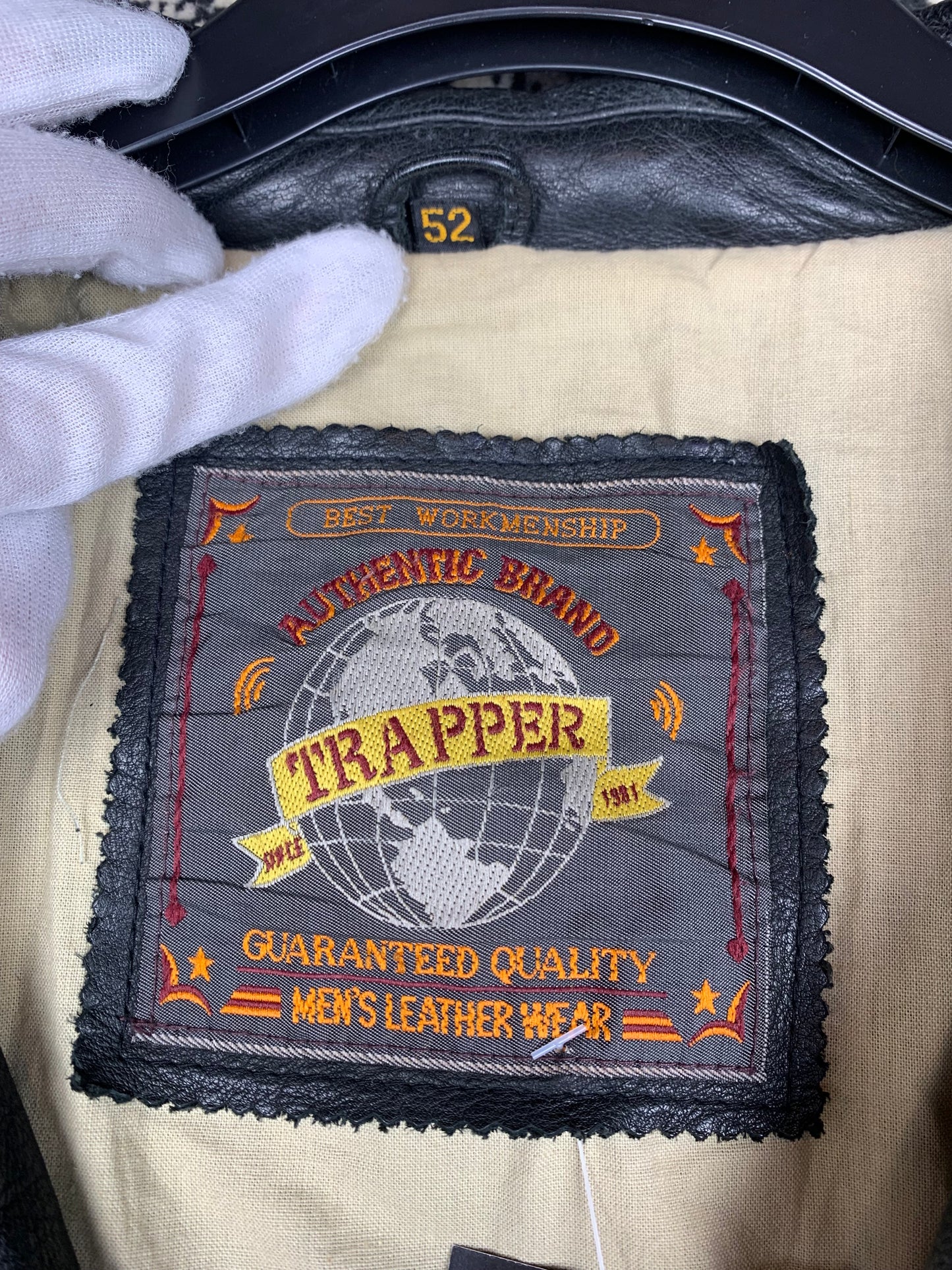 Men's Vintage Long Black Leather Jacket by Trapper