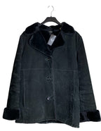 Black Faux Suede Shearling Jacket