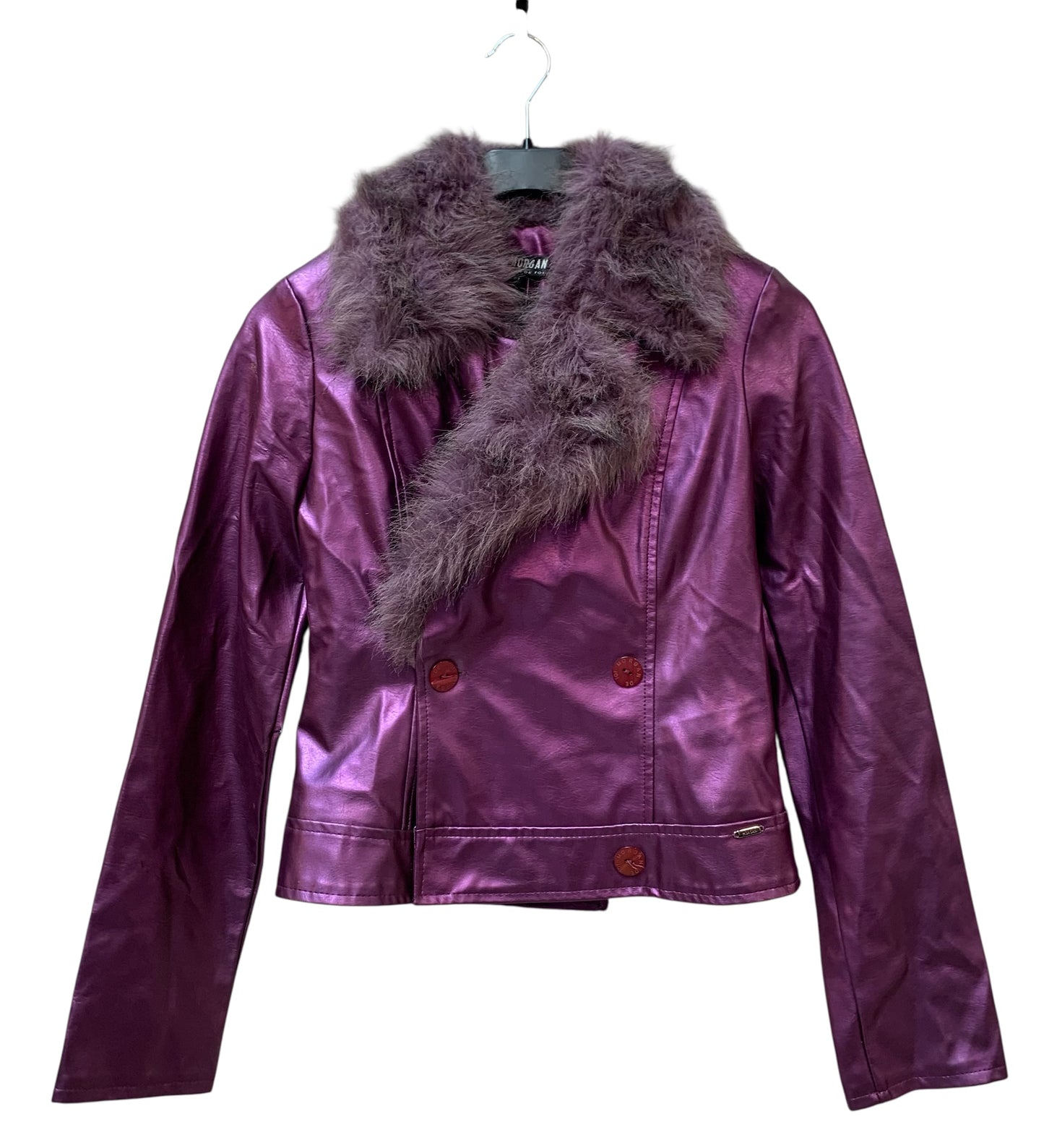 Morgan de Toi Y2K Metallic Faux Fur Collar Jacket