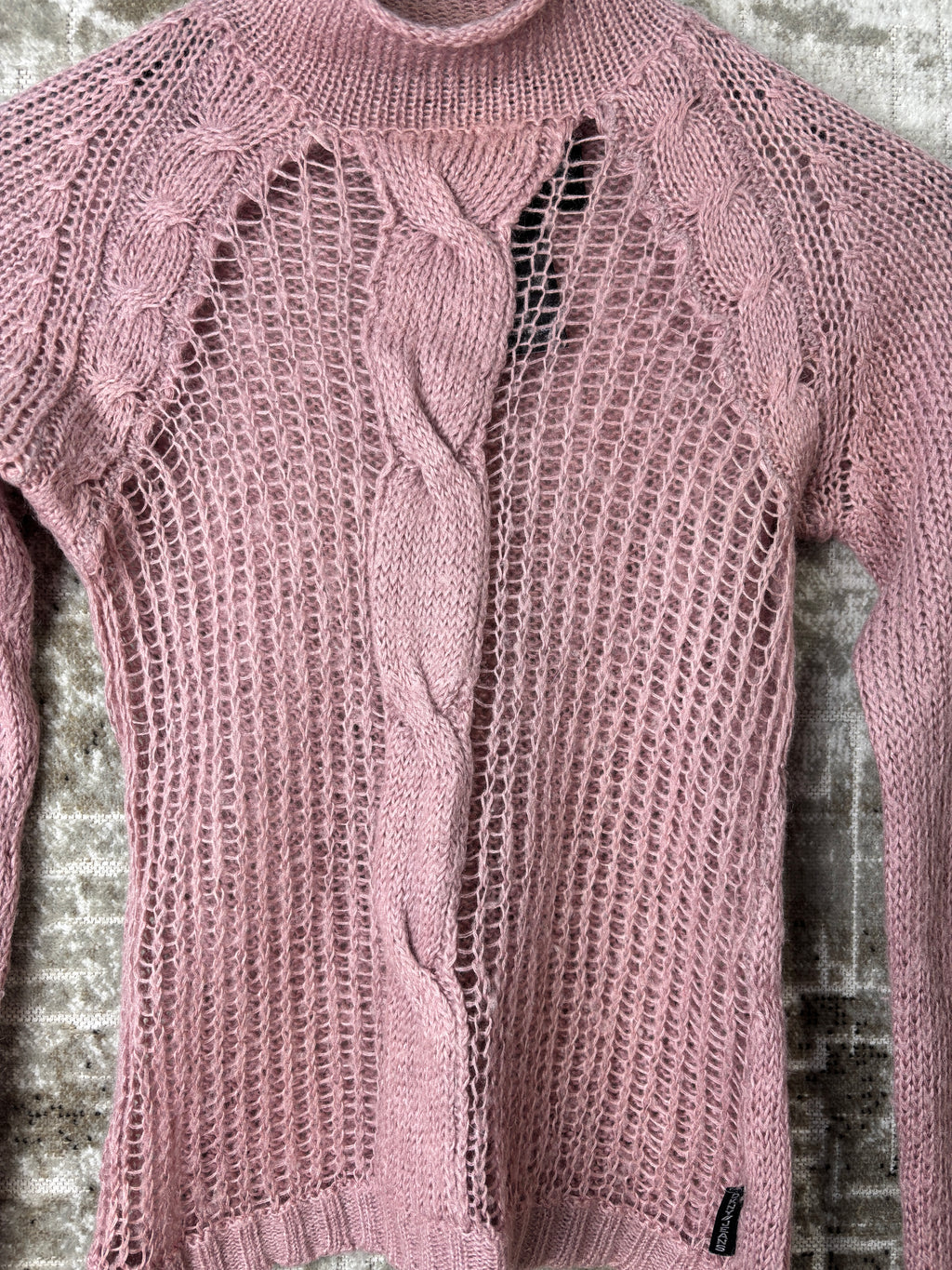 DKNY Jeans Open-Knit Mock Neck Sweater