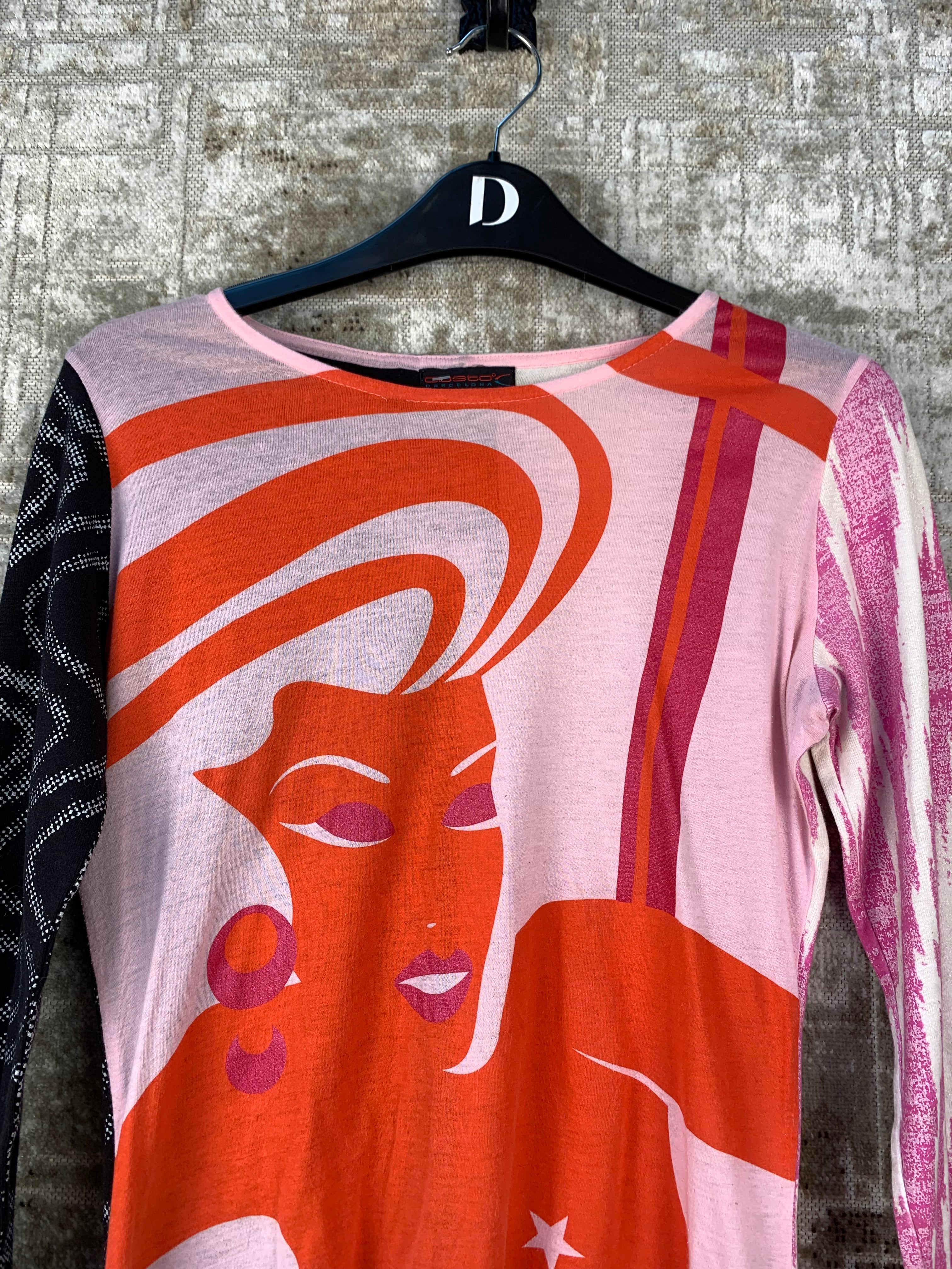 Womens Vintage Y2K Custo Barcelona Graphic Long Sleeve Top