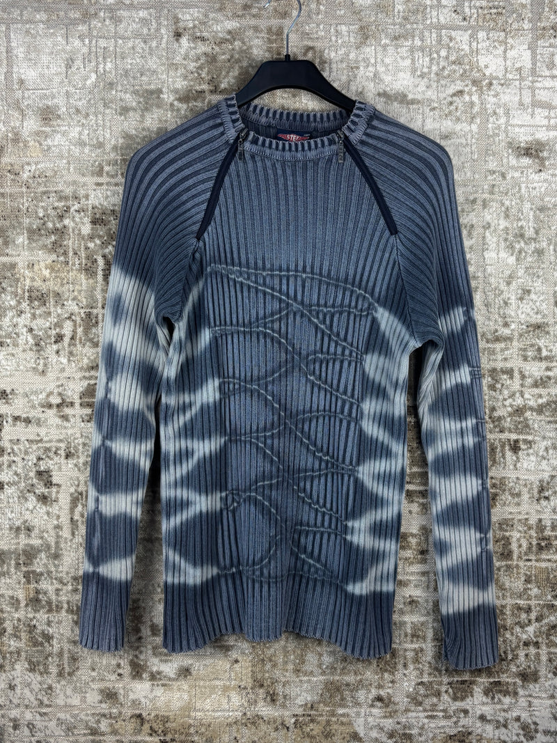 Mens Y2K Blue Knit Sweater