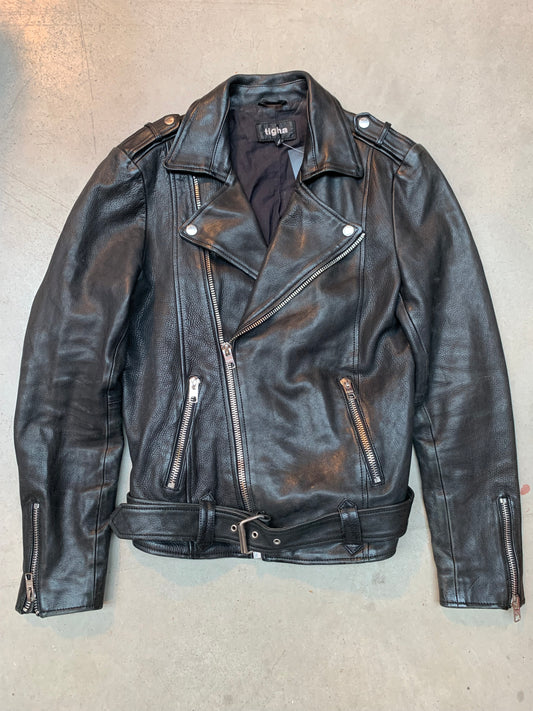 "tigha" Black Leather Jacket