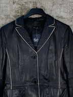 Womens Black with White Leather Jacket