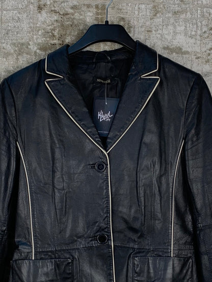 Womens Black with White Leather Jacket