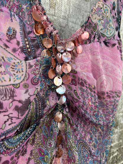 Women's Y2K Pastel Toned Beaded Viscose Dress