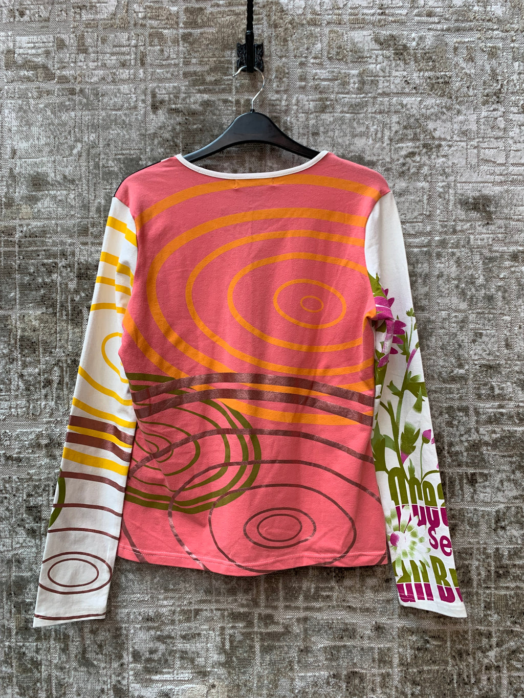 Kissss Y2K Face & Floral Print Long Sleeve Top