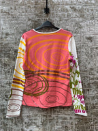 Kissss Y2K Face & Floral Print Long Sleeve Top
