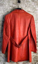 Vintage Double-Breasted Leather Coat