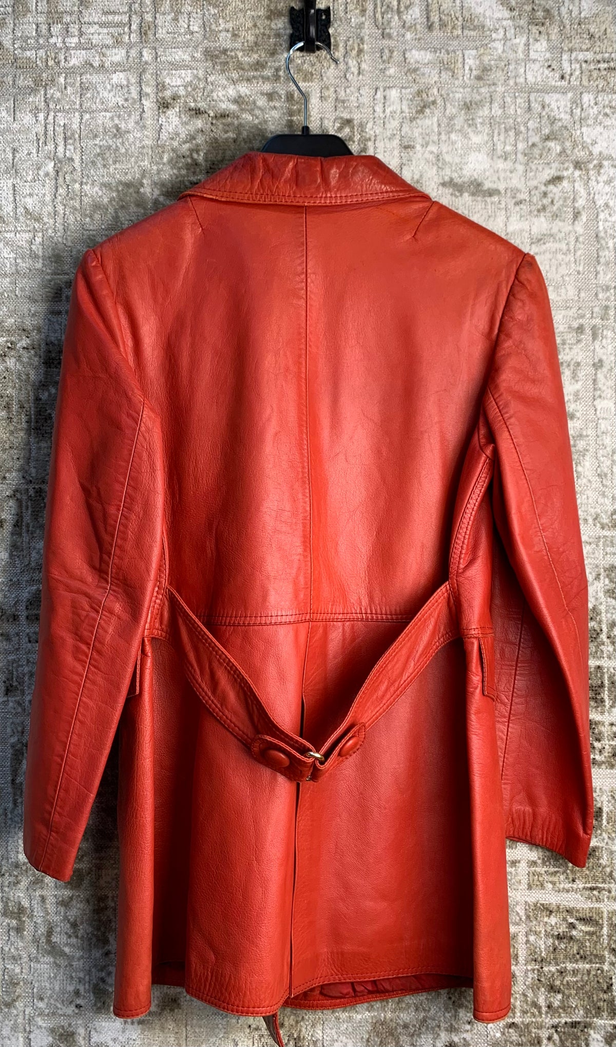 Vintage Double-Breasted Leather Coat