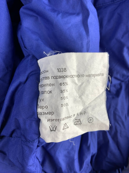 Men's Vintage Shuang Yu Electric Blue Puffer Bomber Jacket