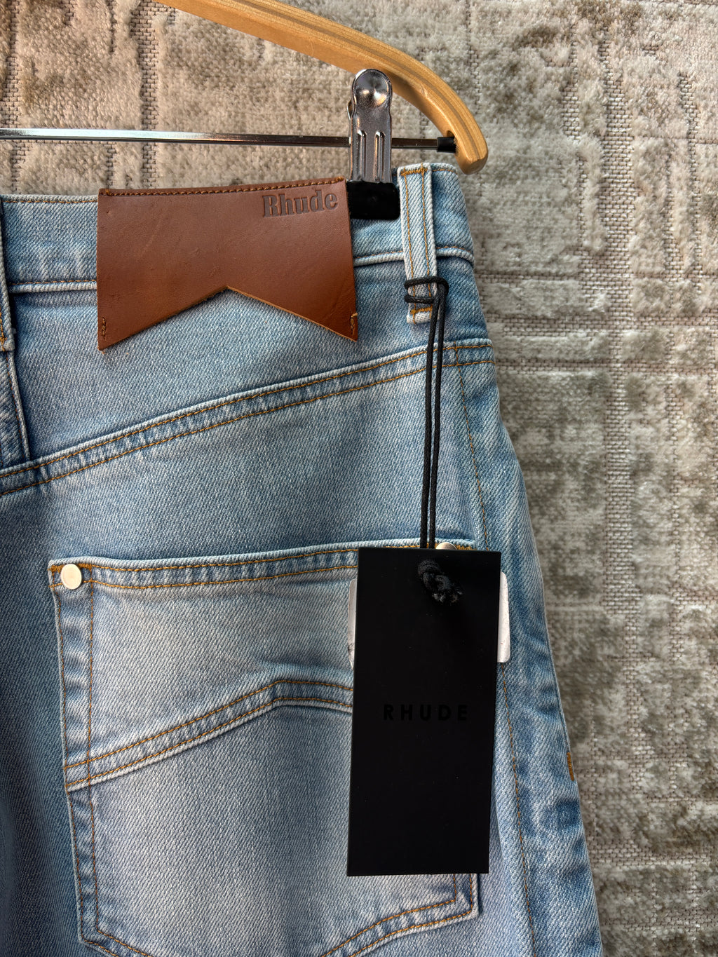 Rhude Wide Leg Light Wash Denim Jeans