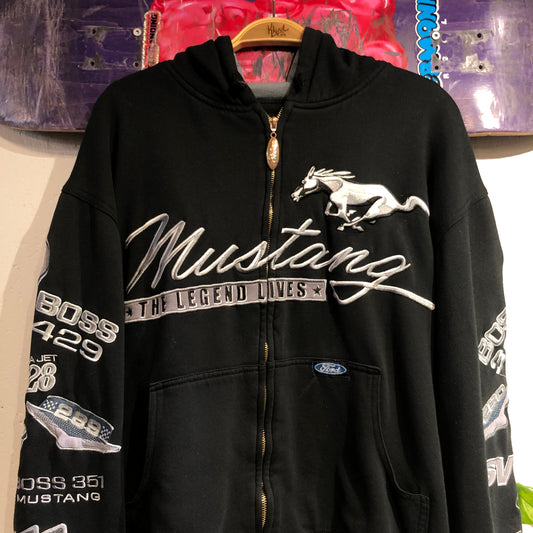 Mens Y2K JH Design Mustang Zip Up Hoodie