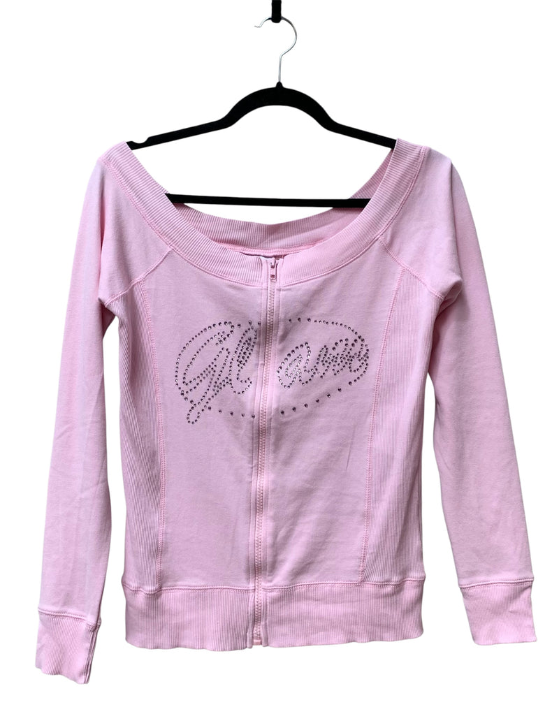 Pimkie Y2K Rhinestone Zip-Up Sweater