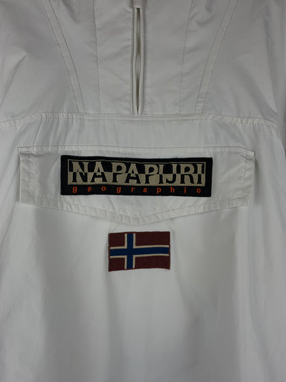 Vintage Napapijri Geographic White Rainforest Anorak Pullover Jacket