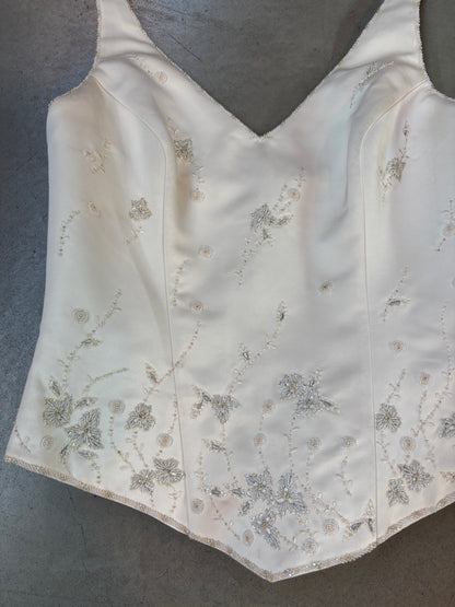 Elegant White Beaded Corset Top