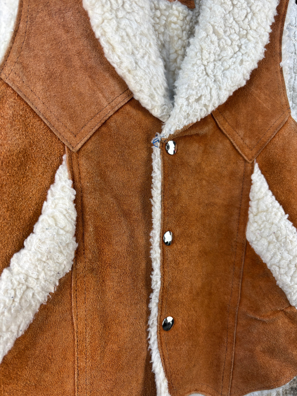 Vintage Unisex Suede Vest Sherpa Lined