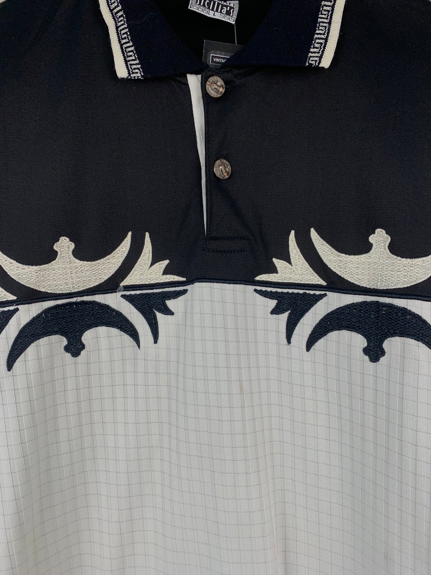 Mens Y2K Doramafi Sicilias Black White Polo Shirt