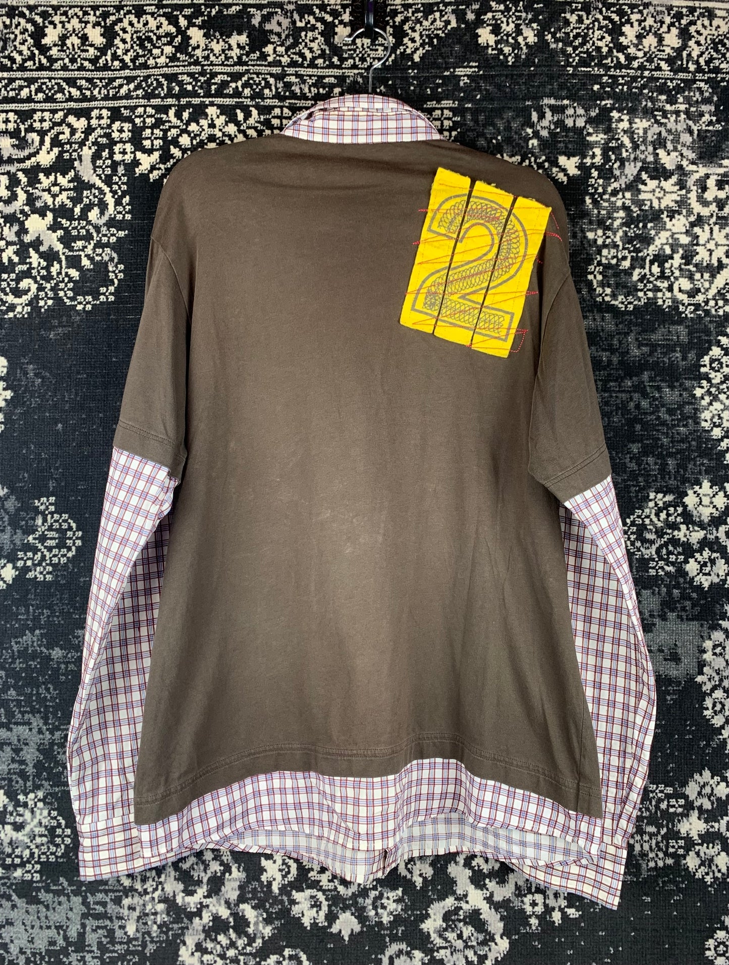 Mens Y2K Clockhouse Distressed Long Sleeve Polo