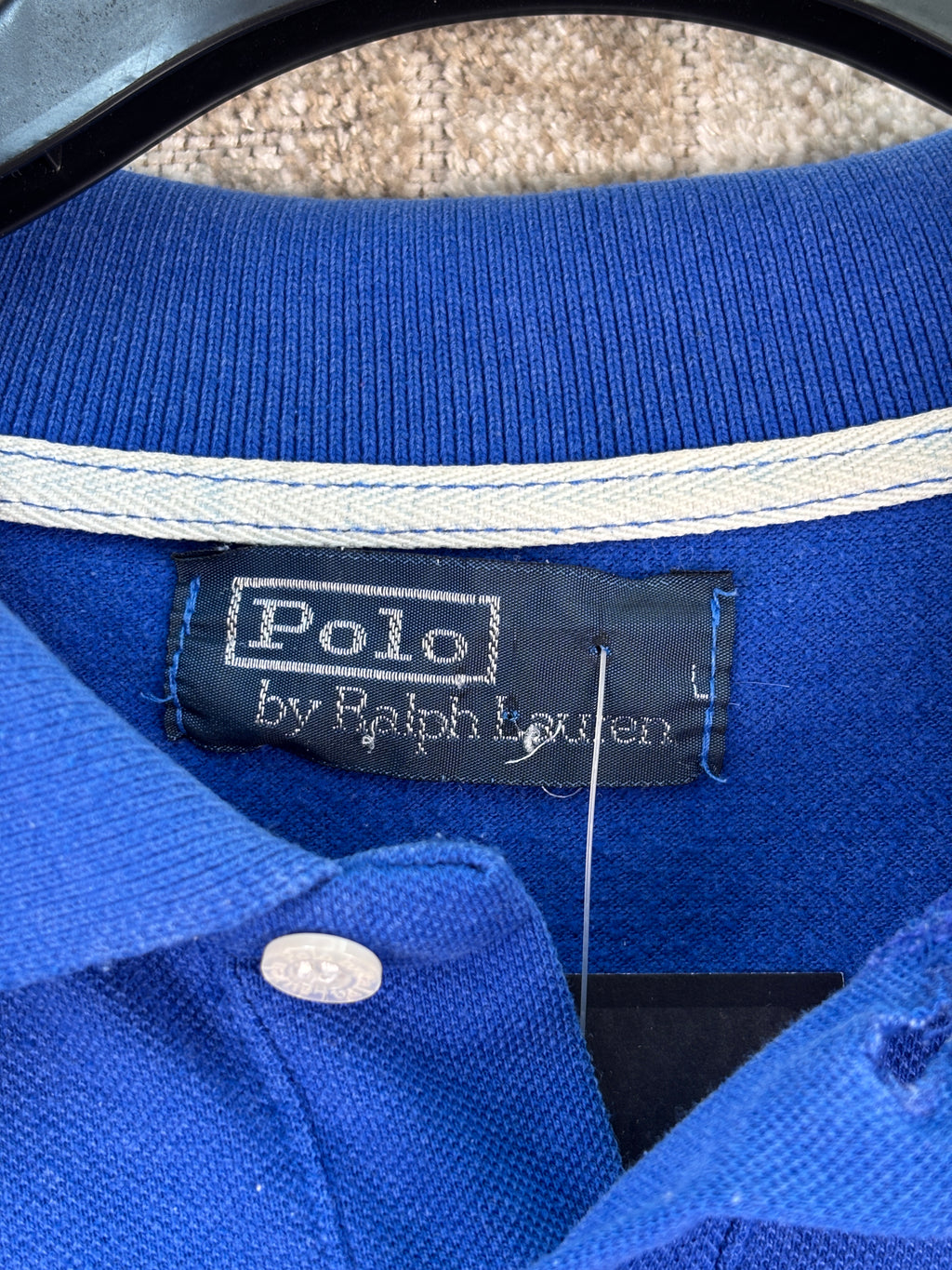 Mens Vintage Polo Ralph Lauren Blue Long Sleeve Polo Shirt