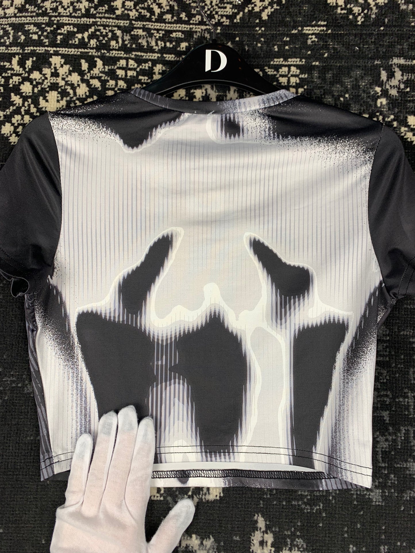 Y2K Women’s Futuristic Skeleton Illusion Graphic Cropped Tee