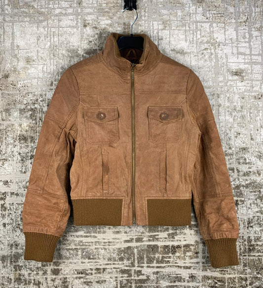 Women's Vintage Light Brown Suede Leather Jacket