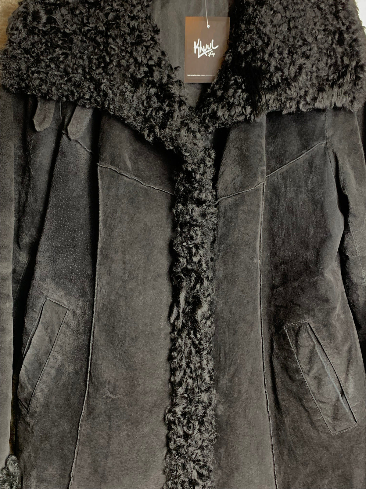 HM Suede Shearling-Trim Coat