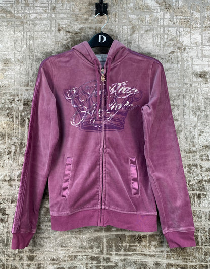 Womens Christian Audigier Purple Velvet Hoodie